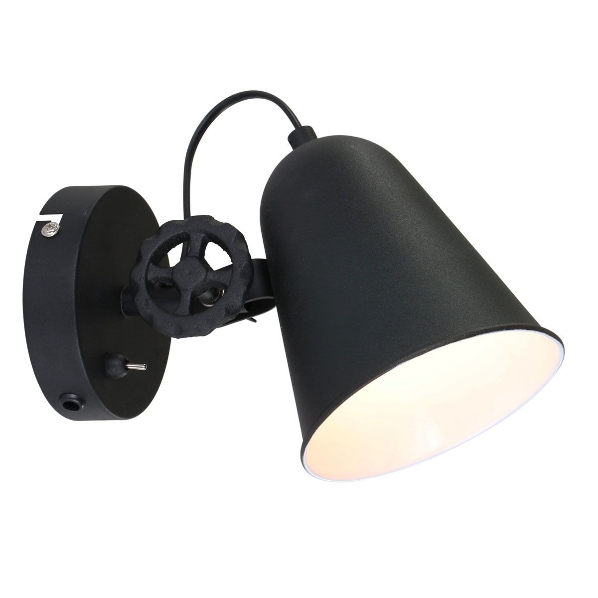 Se Fabriza - væglampe i industridesign med to farvemuligheder Metal - sort hos 3-nordic