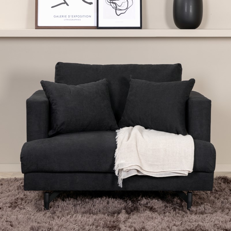 Billede af Warden - Lænestol i sort polyester stof