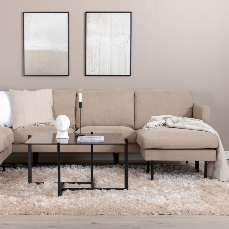 Polar - Sofa i U-form med brunt polyester stof