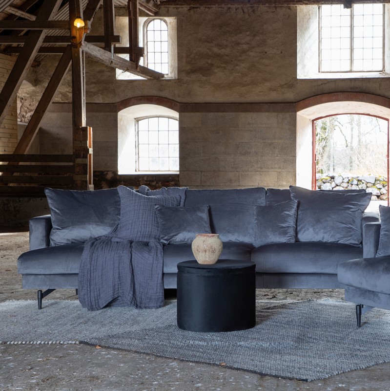 Billede af Warden - Sofa 3-personers i mørkegrå polyester fløjl
