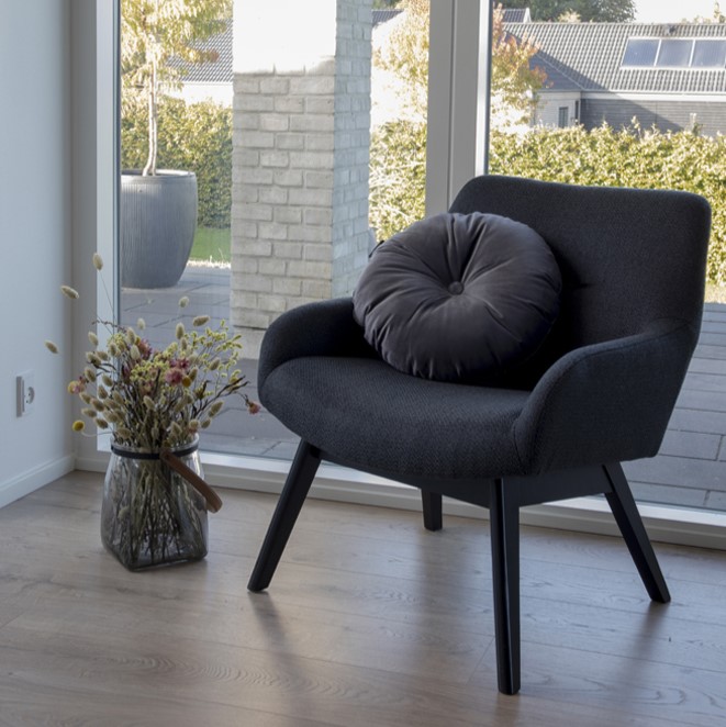 Baley - Lænestol i mørkegrå stof og i sort træ - Lænestole og sofaer 3-Nordic