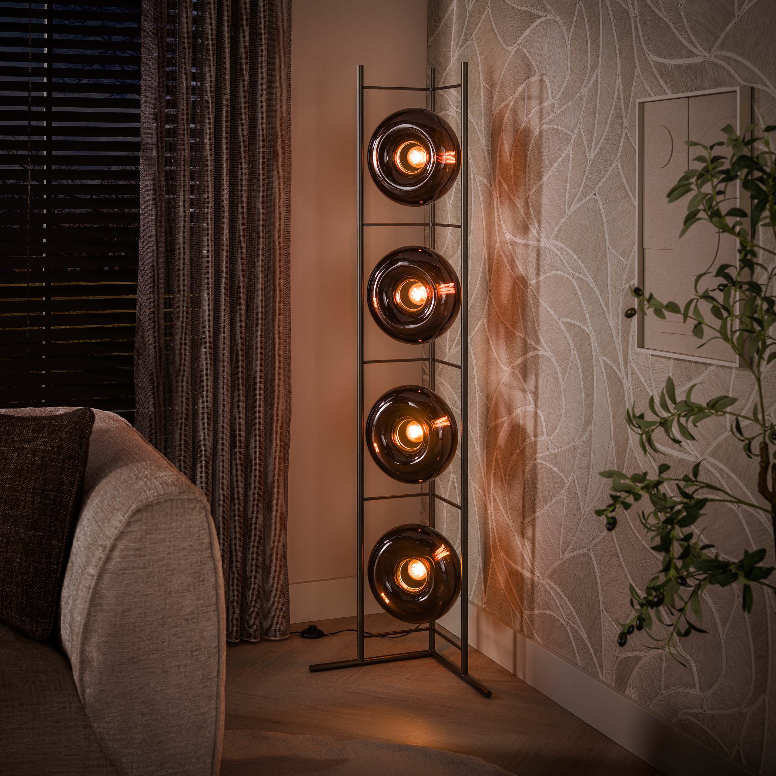 Iris- Gulvlampe i brunt glas og bronze farvet metal Levering med pære(r)