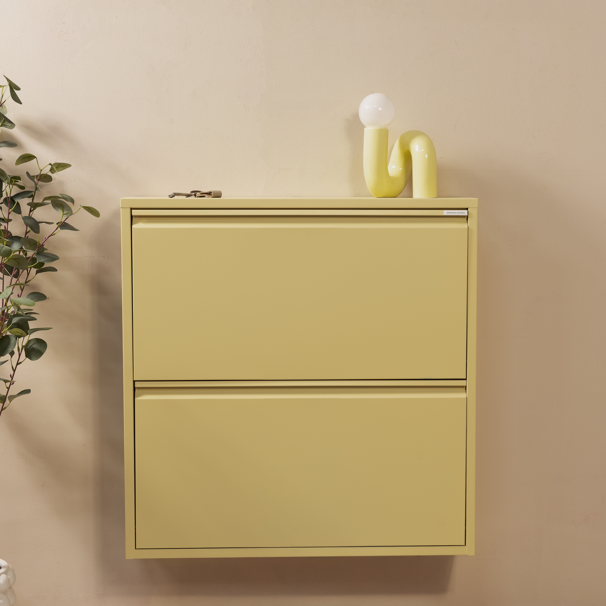 Zapato - Skoskab med 2 dobbelt rum - lysegul metal