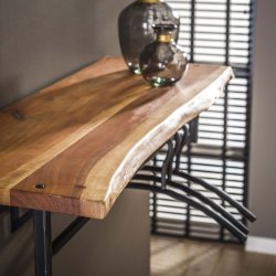 Acai87 - Hattehylde i massivt akacietr med knager