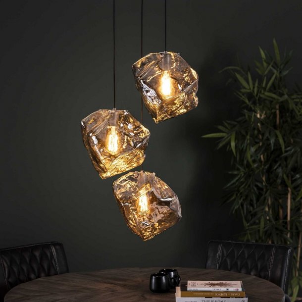 Rock - Loftlampe i forkromet glas med tre lamper