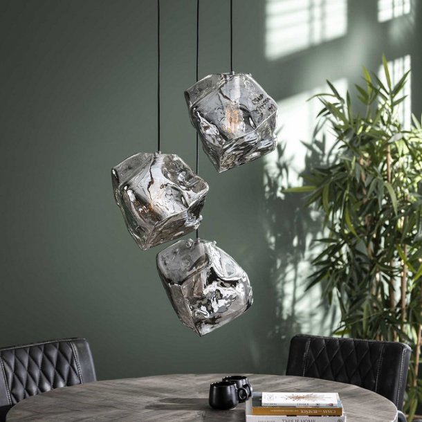 Rock - Loftlampe i forkromet glas med tre lamper