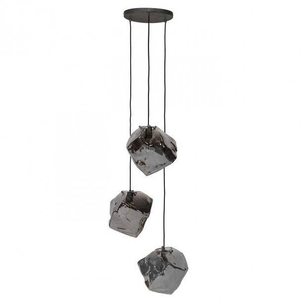 Rock - Loftlampe i forkromet glas med tre lamper
