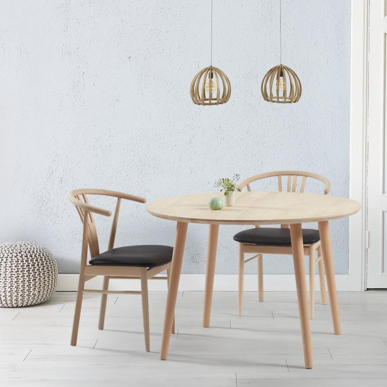 DT 100 spisebord med 1 tillægsplade i massiv bøg med størrelse ø 100 cm - Nordiske designs - enkelt, og elegant - 3-Nordic
