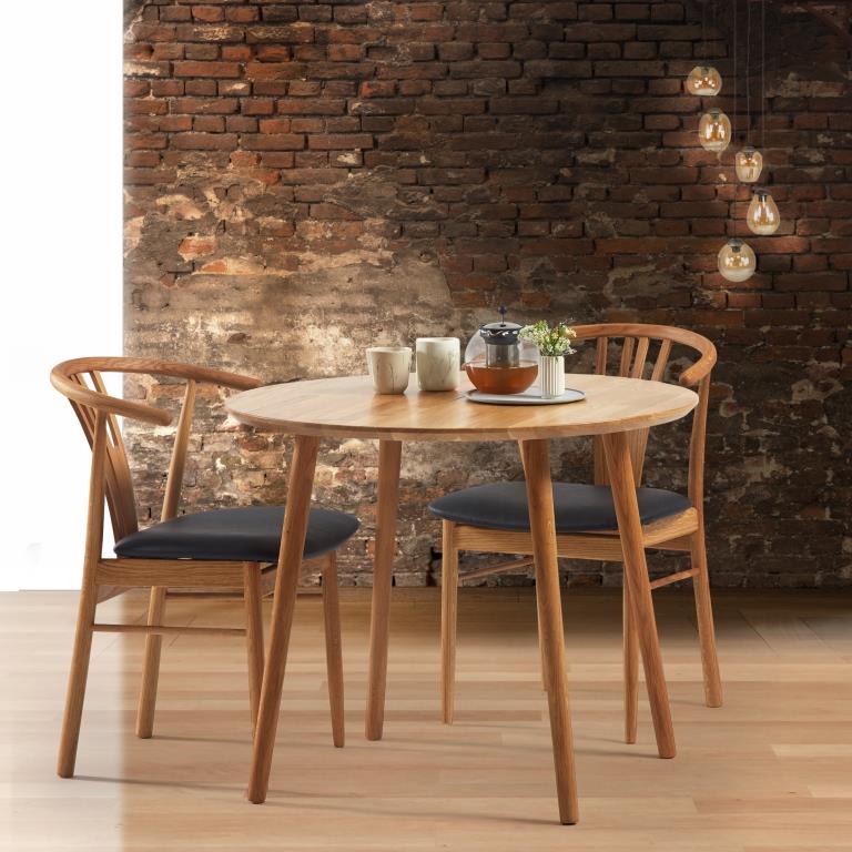 Ordinere ejer Stillehavsøer DT 100 - Rundt spisebord ø 90 cm. med 1 tillægsplade i massiv eg - Nordiske  designs - enkelt, tidløst og elegant - 3-Nordic