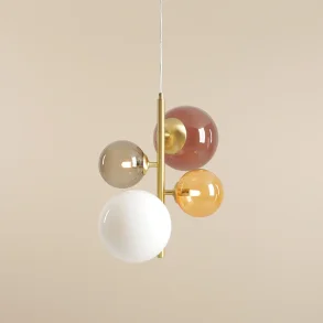 Dizzy - Taklampa i mssing och flerfrgat glas