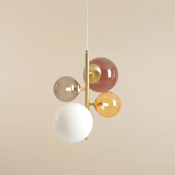 Dizzy - Loftlampe i messing og multifarvet glas