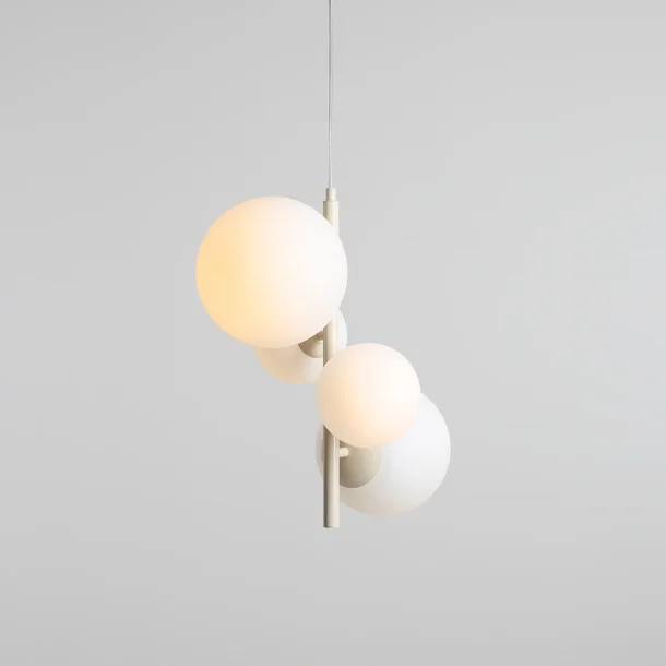 Dizzy - Loftlampe i cremefarvet metal og hvidt glas