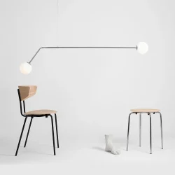 Limelight - Loftlampe i forkromet metal og hvidt glas, bredde 150 cm