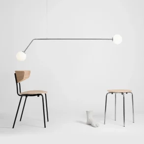  Limelight - Taklampa i frkromad metall och vitt glas, bredd 150 cm