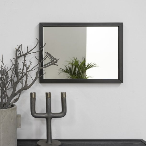 Eccos - Spejl i sort metal, 40 x 55 cm.