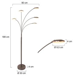 Metz - Guldlampe med fem skrme i stl eller sort metal