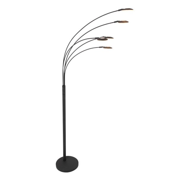 Metz - Guldlampe med fem skrme i stl eller sort metal