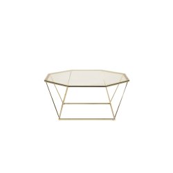 Octogon - Sofabord i guldfarvet metal og glas