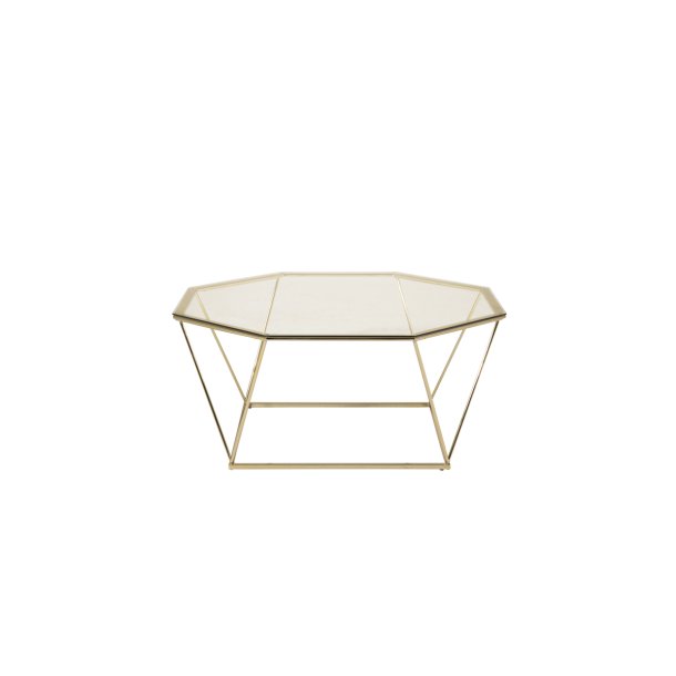 Octogon - Sofabord i guldfarvet metal og glas