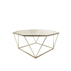 Octogon - Sofabord i guldfarvet metal og glas
