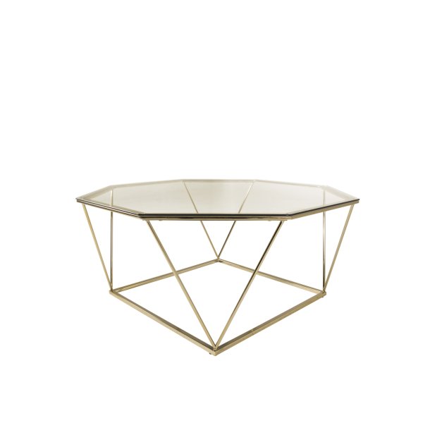 Octogon - Sofabord i guldfarvet metal og glas