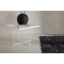 Cawey- Sofabord i hvidt stl og hvid topplade, 40 x 40 cm.