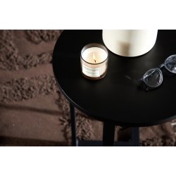 Junior - Sofabord i sort metal og sort tr, diameter 40 cm.