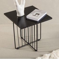 Cawey- Sofabord i sort stl og sort topplade, 60 x 60 cm.