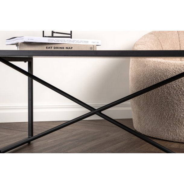 Chantal - Sofabord i sort metal og sort topplade i MDF.