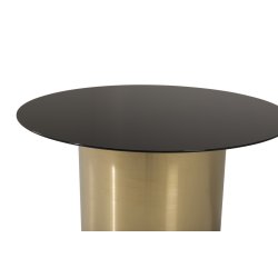 Kreta - Sofabord i guldfarvet cylinderformet metal og glas