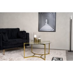 Kyros - Sofabord i guldfarvet metal og glas