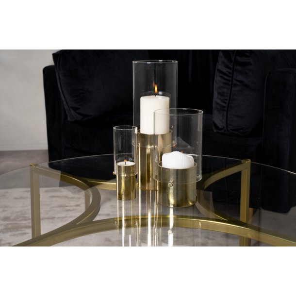 Kyros - Sofabord i guldfarvet metal og glas