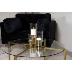 Kyros - Sofabord i guldfarvet metal og glas
