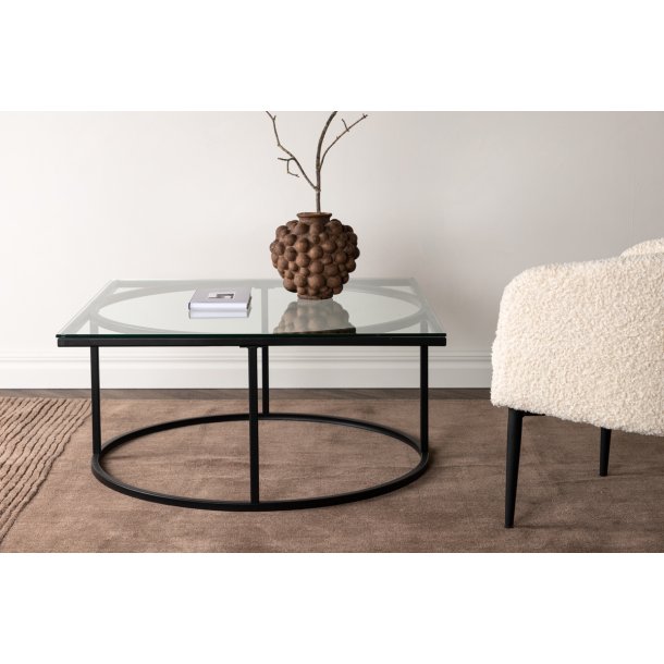 Plexus - Sofabord i glas og metal, 90 x 90 cm