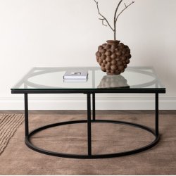 Plexus - Sofabord i glas og metal, 90 x 90 cm