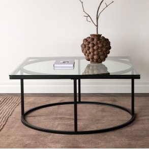 Plexus - Sofabord i glas og metal, 90 x 90 cm