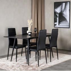 Laredo - Spisebord i sort MDF med 1 tillgsplade, 90 x 120 (160) cm.