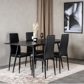 Laredo - Spisebord i sort MDF med 1 tillgsplade, 90 x 120 (160) cm.