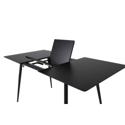 Laredo - Spisebord i sort MDF med 1 tillgsplade, 90 x 120 (160) cm.