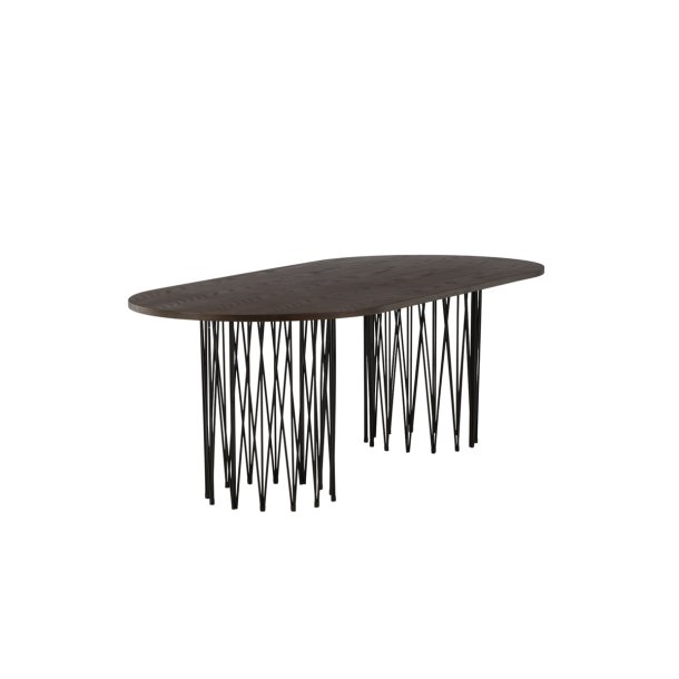 Cerca - Spisebord i mocca farvet egefiner, oval 100 x 220 cm.