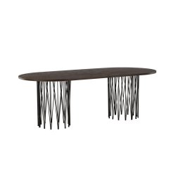 Cerca - Spisebord i mocca farvet egefiner, oval 100 x 220 cm.