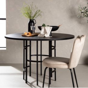 Dania - Spisebord i sort egefiner, diameter 115 cm.