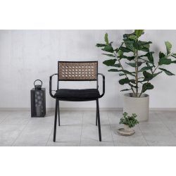 Tizian- 4 spisebordsstole i sort stl og kunstrattan