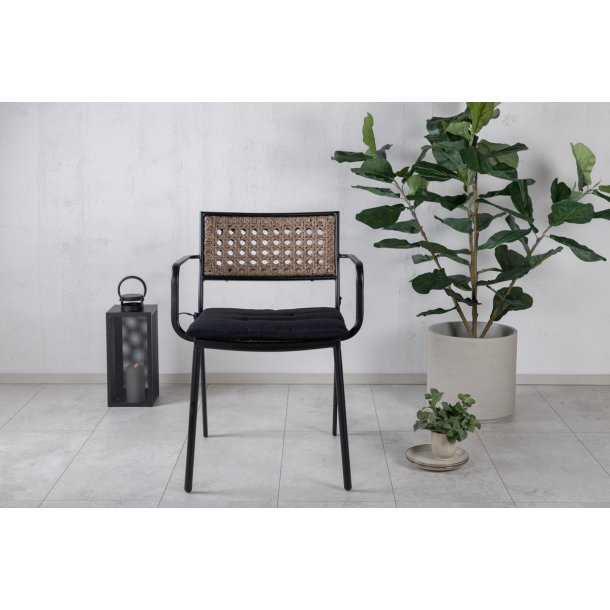 Tizian- 4 spisebordsstole i sort stl og kunstrattan