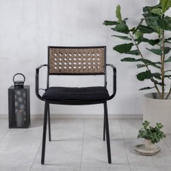 Tizian- 4 spisebordsstole i sort stl og kunstrattan