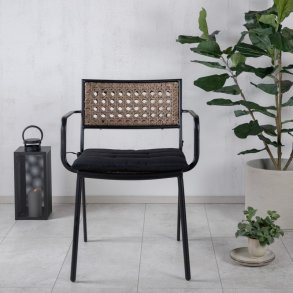 Tizian- 4 spisebordsstole i sort stl og kunstrattan