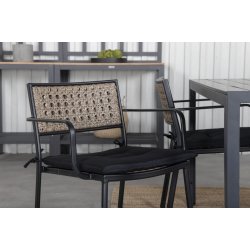 Tizian- 4 spisebordsstole i sort stl og kunstrattan