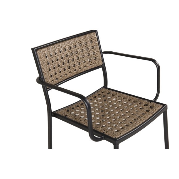 Tizian- 4 spisebordsstole i sort stl og kunstrattan