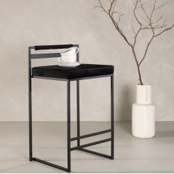 Cubisto - 2 Barstole i metal med sde i sort fljl