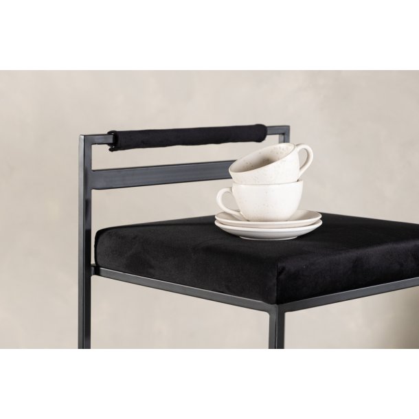 Cubisto - 2 Barstole i metal med sde i sort fljl